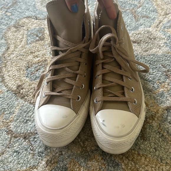 Suede Platform Converse High Tops - Picture 1 of 5